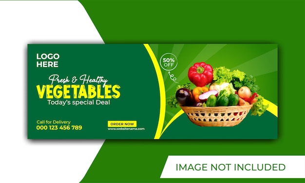 Vector fresh and helthy vegetables and groceries social media and facebook cover