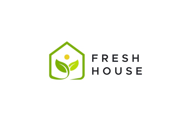 Vector fresh house green health natural environment logo. business real estate, property.