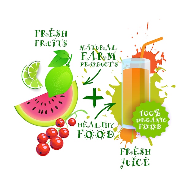 Concetto sano dei prodotti di fattoria dell'alimento naturale di logo fresh mix juice cocktail