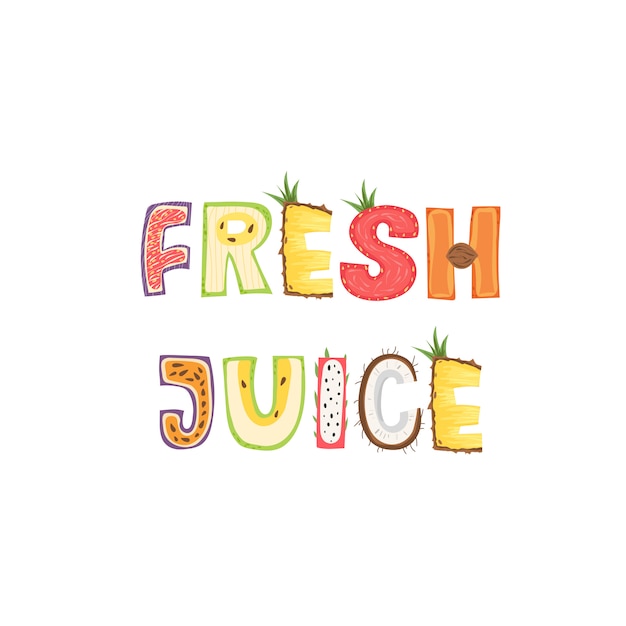 Fresh juice - lettering label design. illustration.