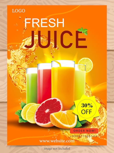 Fresh juice shop poster banner flat design for web marketing