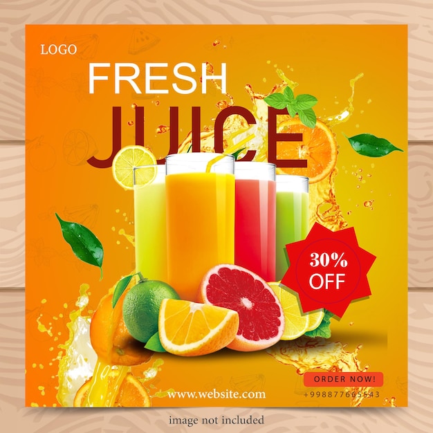 fresh juice shop poster banner simple design for social media