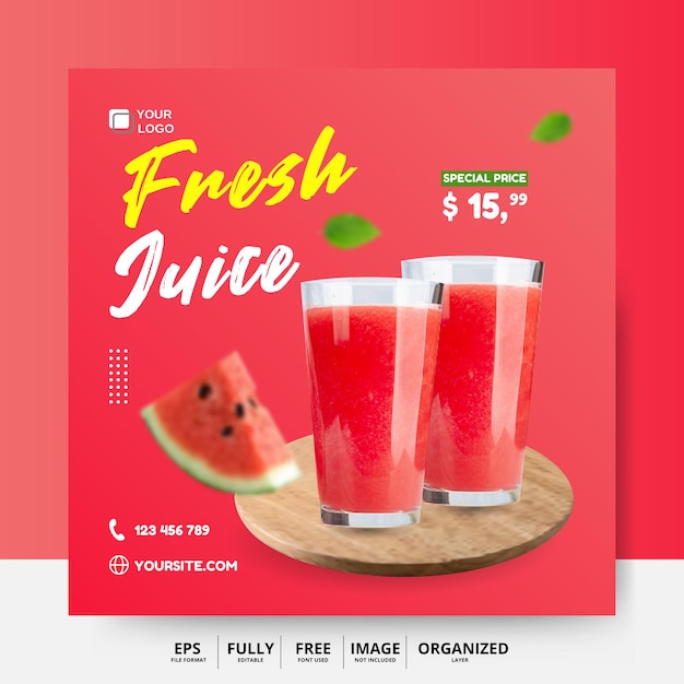 Fresh juice social media post template
