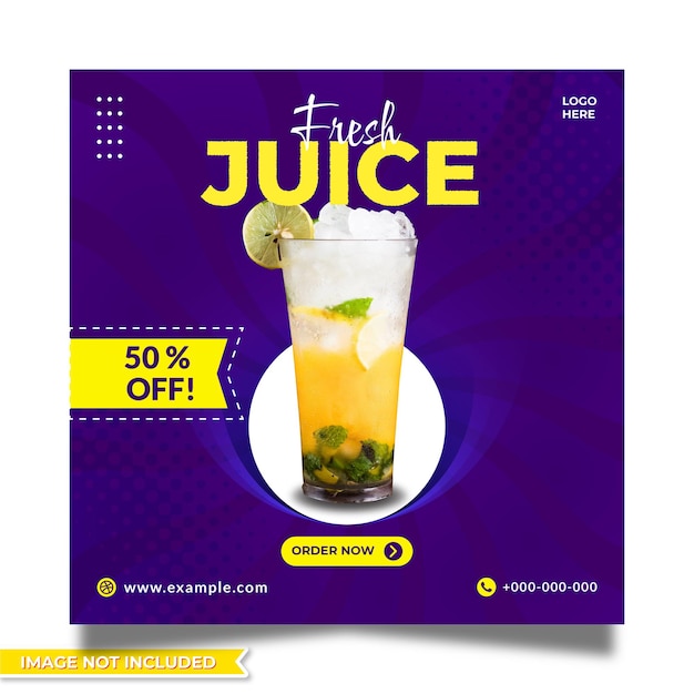 Vector fresh juice social media template