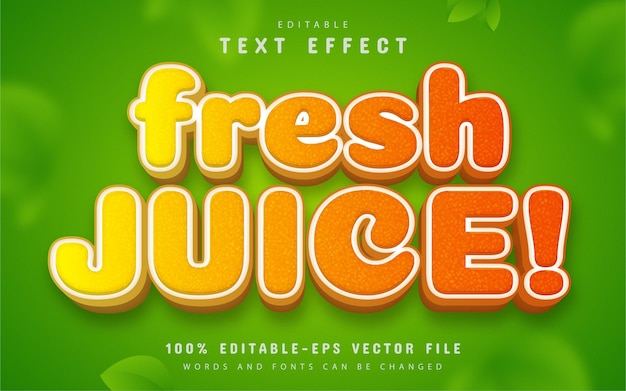 Fresh juice text effect cartoon style