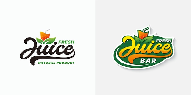 Vector fresh juice typography logo template