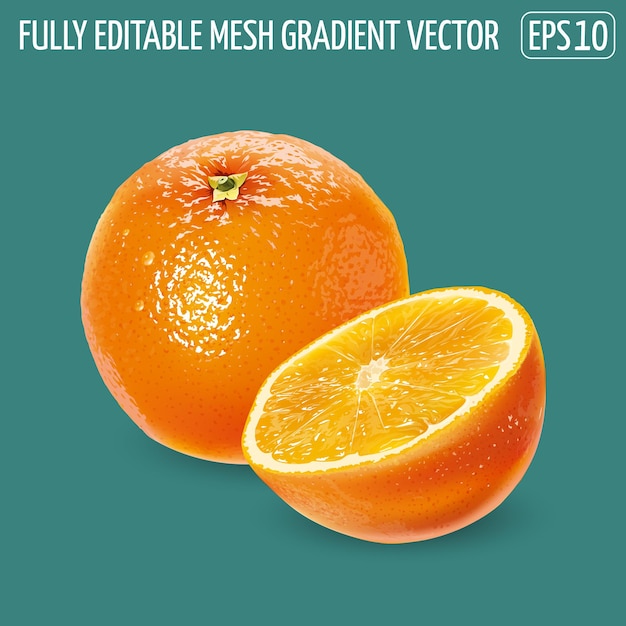 Fresh juicy orange - healthy food design.