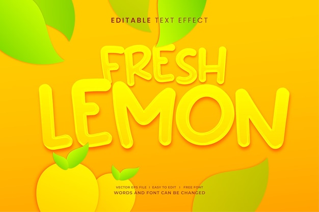 Редактируемый текстовый эффект Fresh Lemon 3d