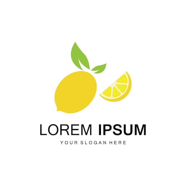 Fresh lemon fruit vector logo with leaves for lemon fruit fresh drink