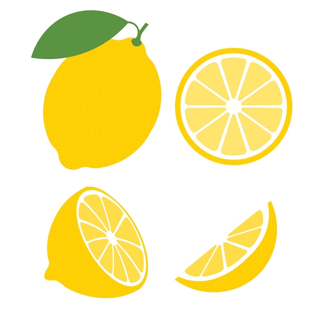 Vector fresh lemon fruits collection of vector illustrations