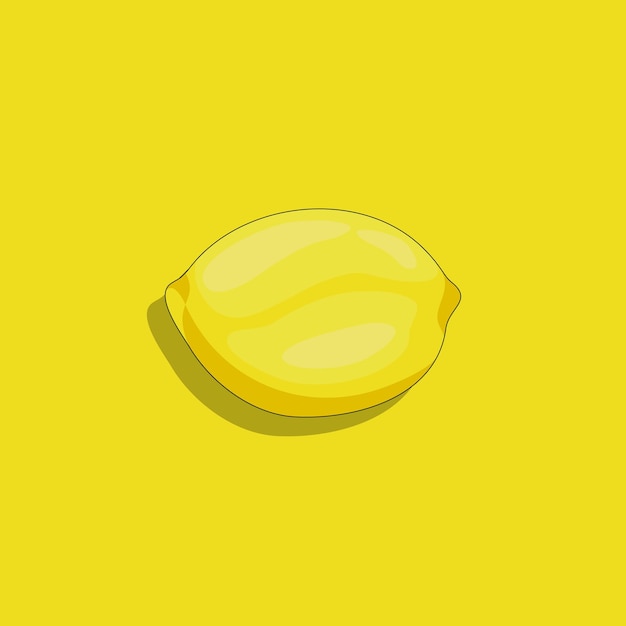 Vector fresh lemon isolated on yellow background