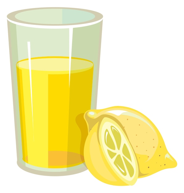 Fresh lemon juice cartoon glass with summer drink