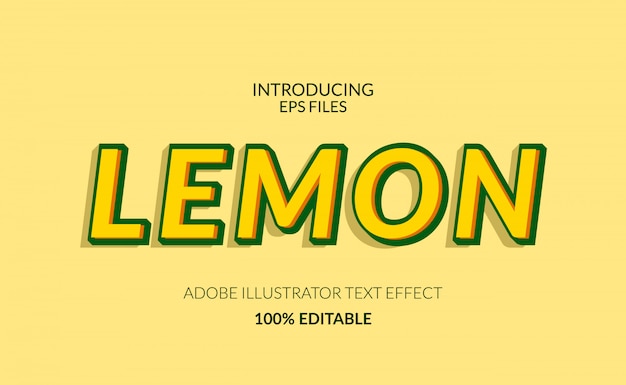 Fresh lemon lime yellow color. editable text and font effect. suitable for juice or summer event