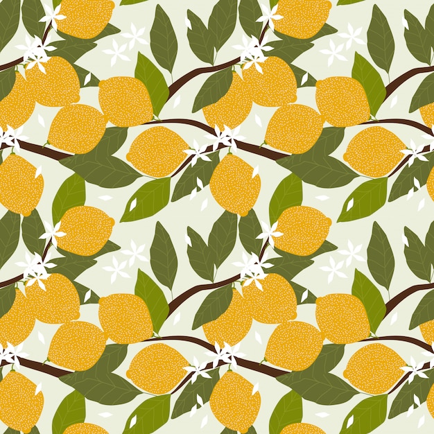 Fresh lemon seamless pattern.