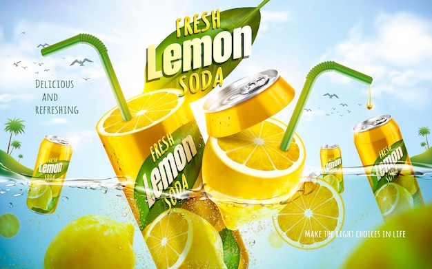 Annuncio di soda al limone fresco