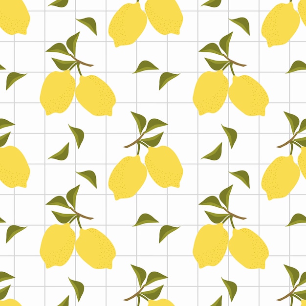 Fresh lemons seamless pattern vector.