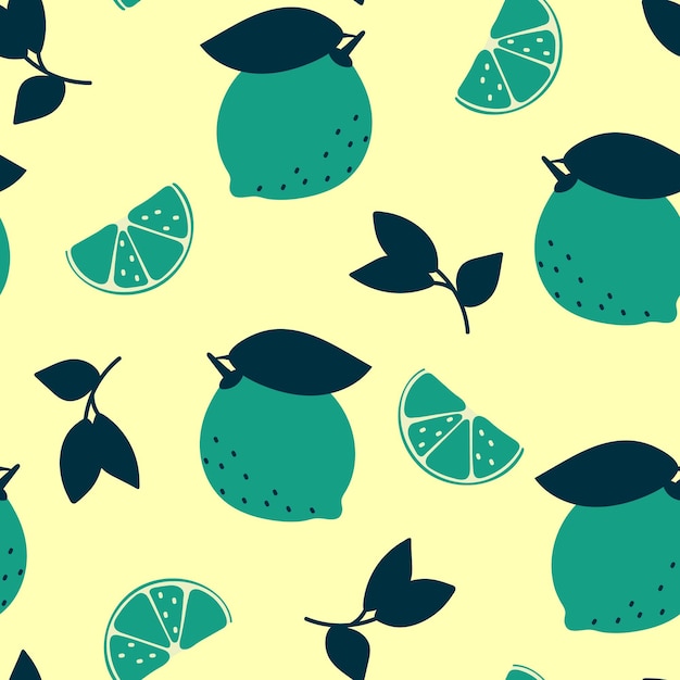 Fresh lime fruit pattern vector seamless pattern