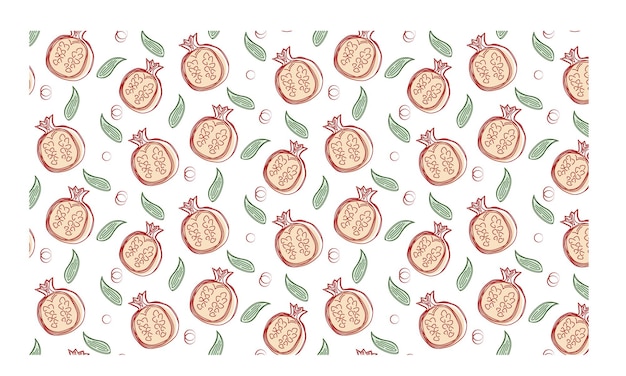 Fresh line summer pomegranate fruit seamless pattern background