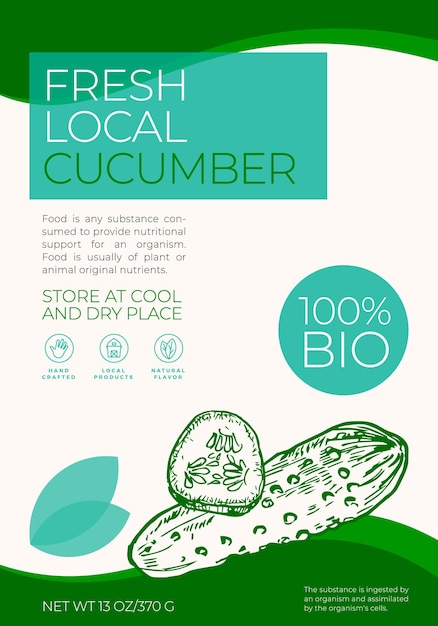 Fresh local vegetables label template abstract vector packaging design layout modern typography bann...