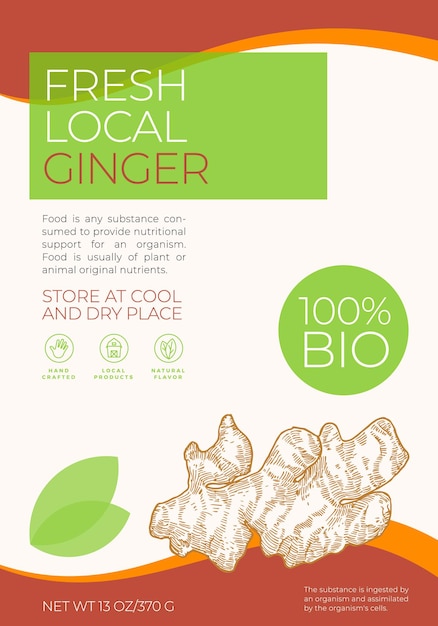 Fresh local vegetables label template abstract vector packaging design layout modern typography bann...