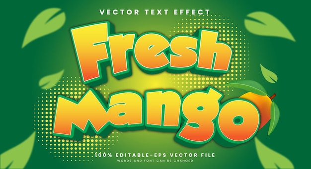 Fresh Mango 3d bewerkbare tekst-effect sjabloon geschikt voor vers fruit thema
