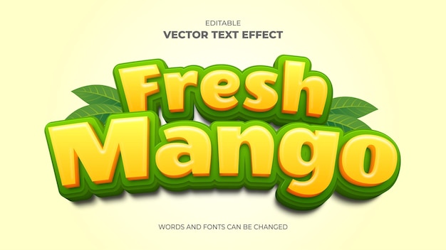 fresh mango editable 3d text effect with yellow and green color