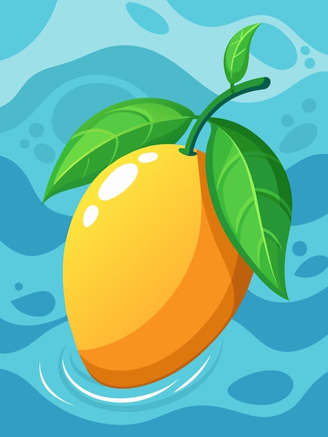 Fresh mango slices and splash in water background