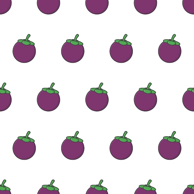 Fresh Mangosteen Seamless Pattern . Mangosteen Fruit   Illustration