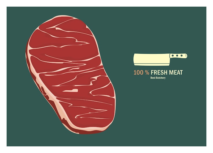 Vector fresh meat slice simple flat illustration