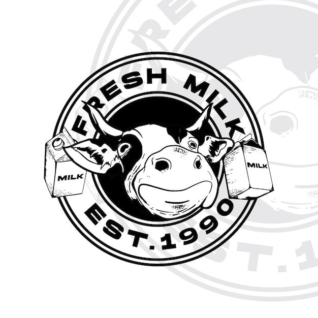 Vector fresh milk cow logo