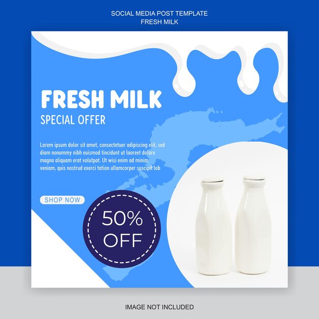 Vector fresh milk social media post template