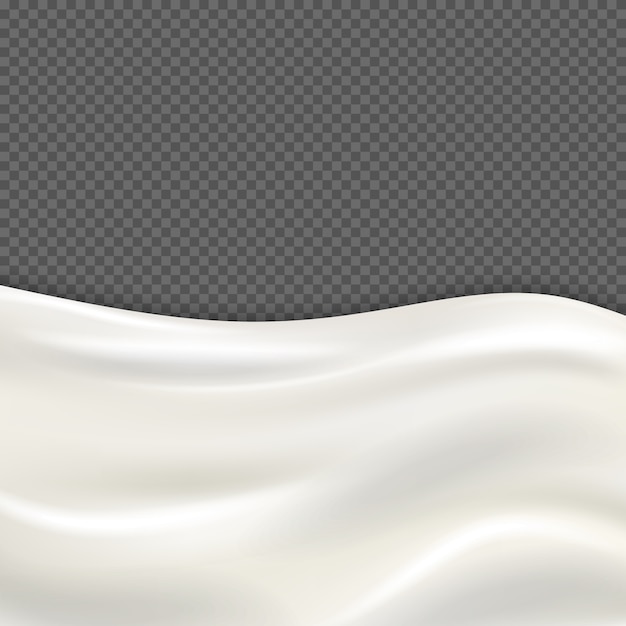 Fresh milk wave isolated on transparent checkered background. Nutrient drink yogurt or cream illustr