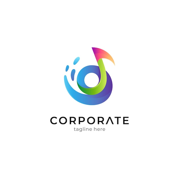 Шаблон дизайна логотипа fresh music с градиентными цветами