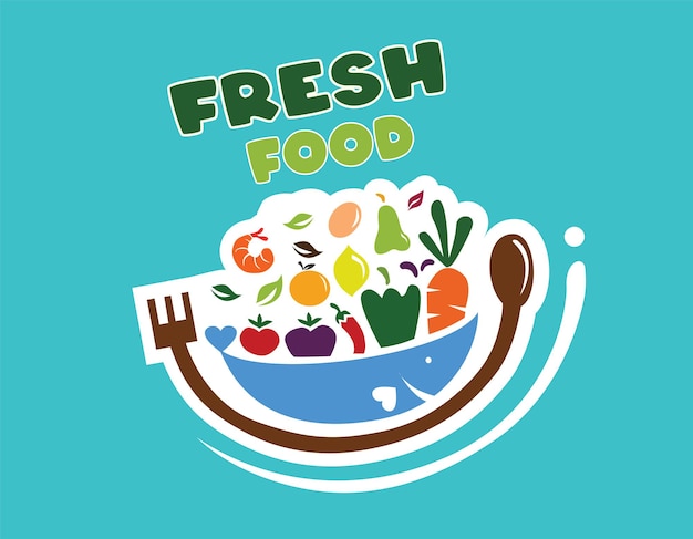 Fresh natural food logo vector healthy food logo vector