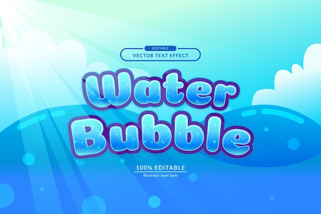 Fresh natural water bubble sea ocean editable text effect eps vector file