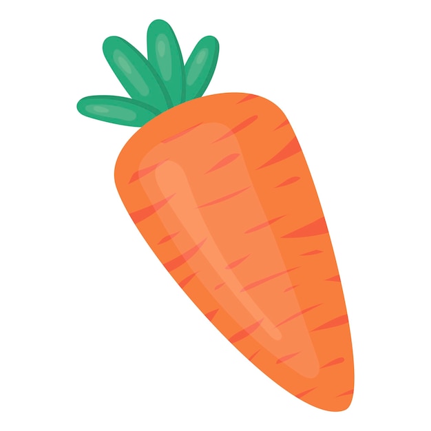 Fresh orange carrot in flat cartoon style