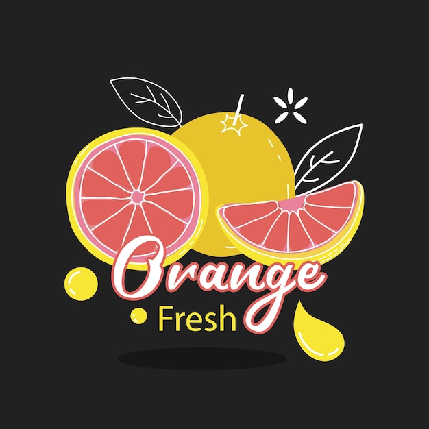 Vector fresh orange fruit label vector design