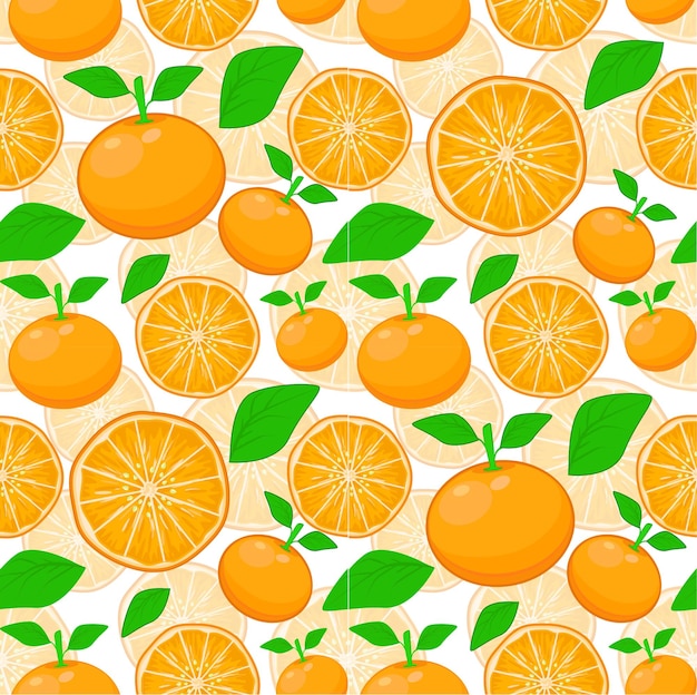 Fresh orange furit and citrus seamless pattern