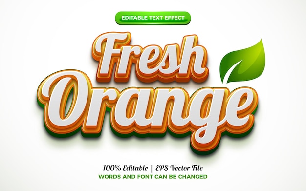 Свежий оранжевый зеленый природа 3d логотип шаблон редактируемый текстовый эффект стиль