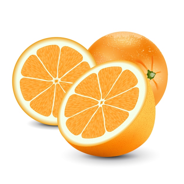 Fresh orange isolated on white background