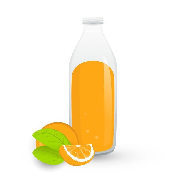 Vector fresh orange juice in the bottle