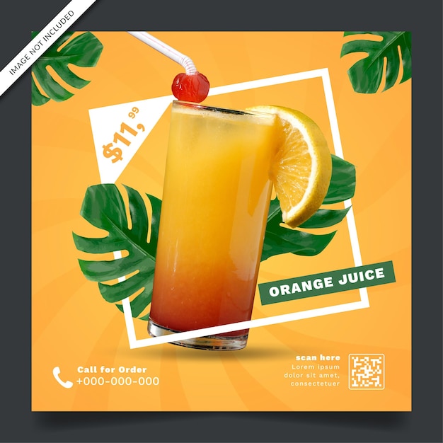 Fresh Orange Juice Flyer or Social Media Banner