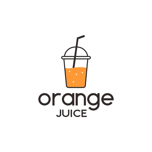 fresh orange juice logo design with cup drink vector