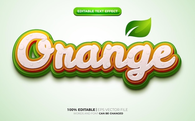 Fresh orange nature 3d logo template editable text effect style