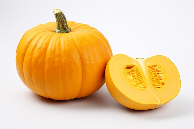 Fresh orange pumpkin isolated on white background