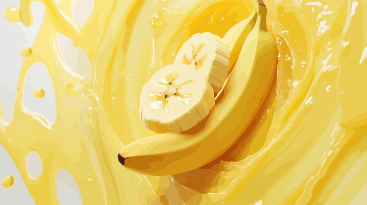 Vector fresh organic banana fruit wide angle centered image