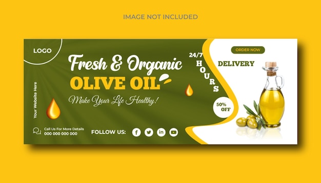 Fresh and organic olive oil social media post or facebook cover page template