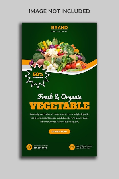 Vector fresh organic vegetable delivery facebook and instagram story template