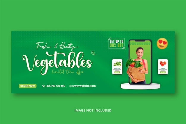 Fresh organic vegetable sale social media promotion banner template