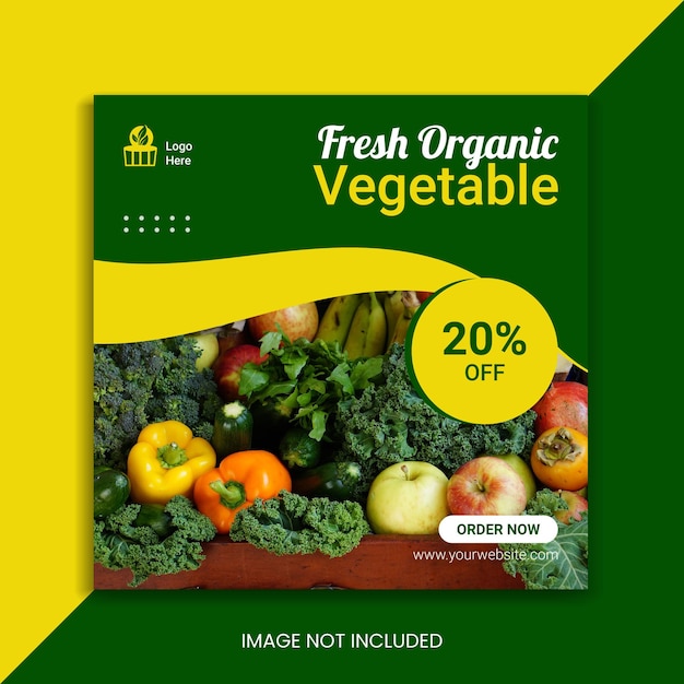 Vector fresh organic vegetable social media post and instagram story template design